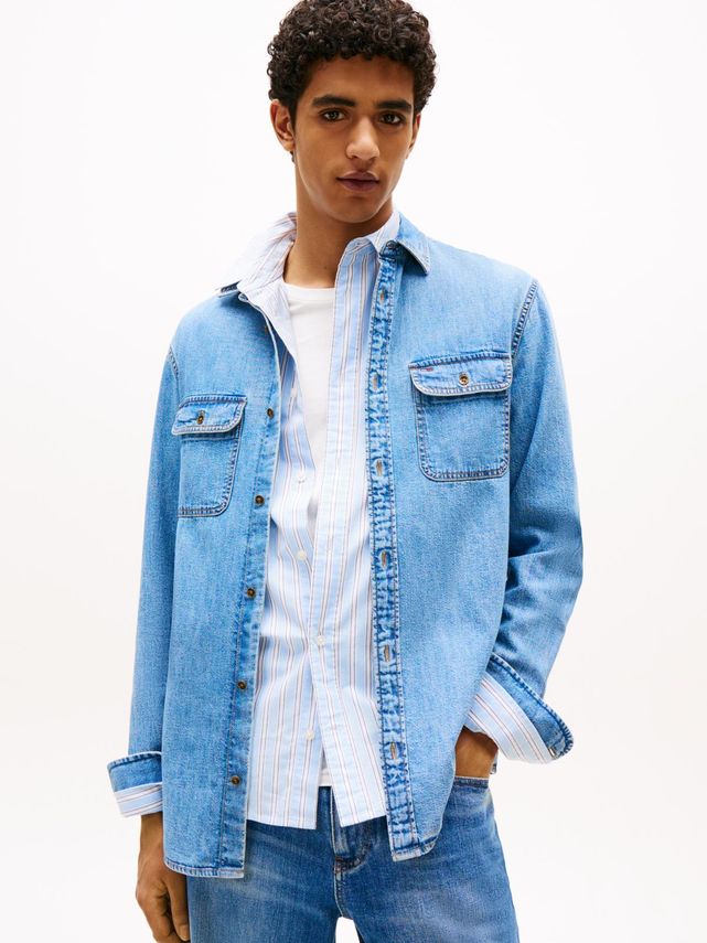 Blå Regular Denim Shirt Ext - Tommy Jeans Shirt  - 8721186992980