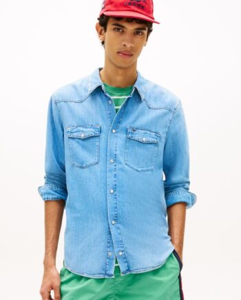 Blå Tjm Regular Western Shirt Bj8018 - Tommy Jeans Shirt  - 8721337007310