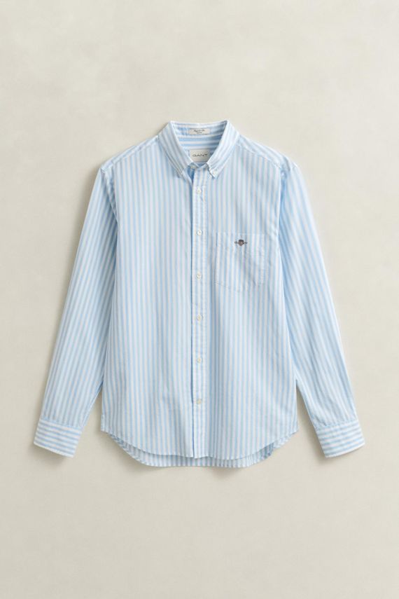 Blå Reg Classic Poplin Stripe Shirt - Gant Shirt  - 7325708653444