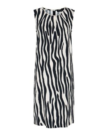 Hvid Micha Kjole Dame Ærmeløs Zebraprint Viscose Sort Offwhite Str - Micha Jeans