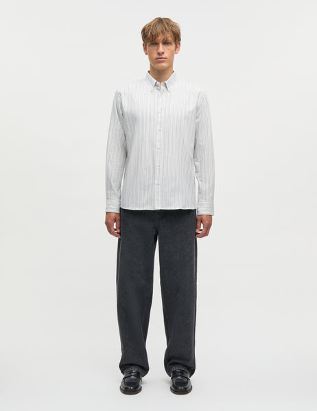 Deep Sea Cotton Oxford Sune Stripe Shirt - Mads NØrgaard Shirt - 5715131579299