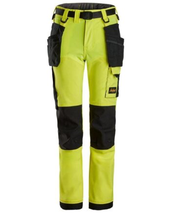 Sort Snickers Allroundwork Juniorbukser Vejs Stretch 7575 Neon Gul Bukser Fjernlager - Snickers Jeans  - 7332515613011