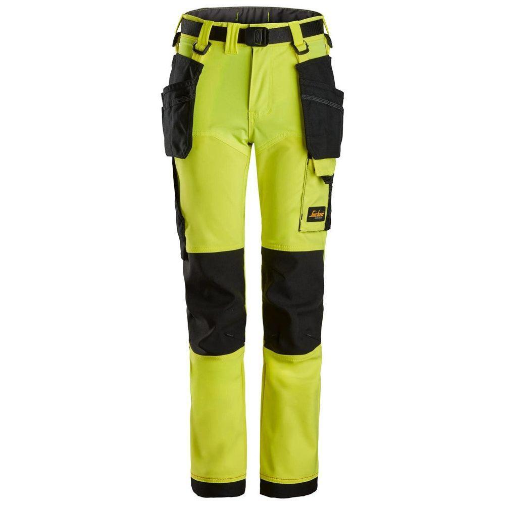 Sort Snickers Allroundwork Juniorbukser Vejs Stretch 7575 Neon Gul Bukser Fjernlager - Snickers Jeans - 7332515613011