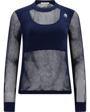 Blå (NAVY BLAZE Aclima Womens Woolnet Crew Neck Shirt Blå Navy Blazer Large - Aclima Shirt  - 7034041142453