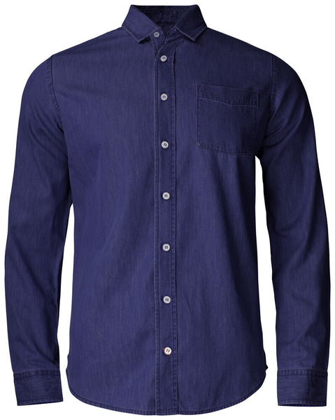Dark Indigo Ellensburg Denim Shirt - Cutterandbuck Shirt - 7332413599424