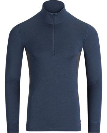 Blå (MIDNIGHT N Aclima Mens Warmwool Mock Neck Shirt Blå Midnight Navy Marengo Large - Aclima Shirt  - 7034041141203