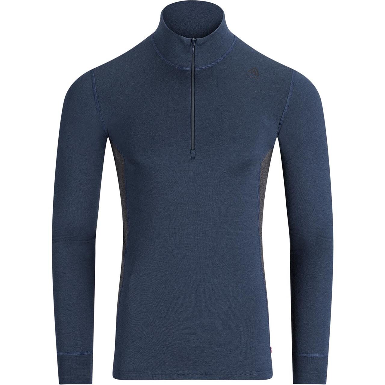 Blå (MIDNIGHT N Aclima Mens Warmwool Mock Neck Shirt Blå Midnight Navy Marengo Large - Aclima Shirt - 7034041141203