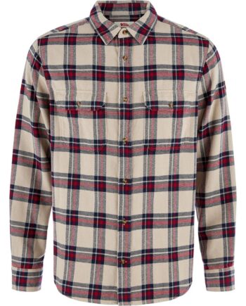 Beige (LIGHT FO Fjallraven Mens Vik Heavy Flannel Shirt Beige Light Fossil Deep Red 114 325 Large - Fjällräven Shirt  - 7323451206344