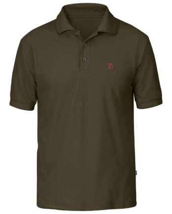 Grøn Fjallraven Mens Crowley Pique Shirt Dark Olive 633 - Fjällräven Shirt  - 7392158965403