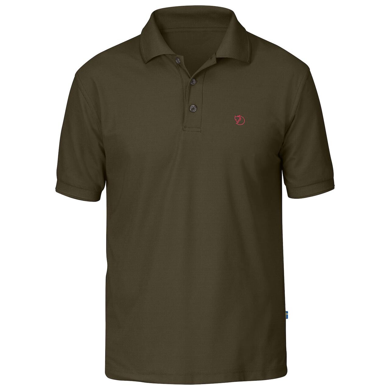 Grøn Fjallraven Mens Crowley Pique Shirt Dark Olive 633 - Fjällräven Shirt  - 7392158965403