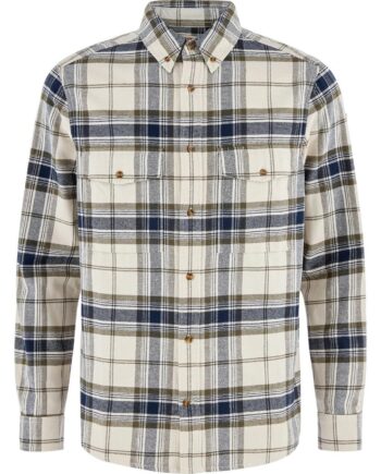 Hvid Fjallraven Mens Vik Twill Shirt Chalk White Dark Navy 113 555 Large - Fjällräven Shirt  - 7323451206023