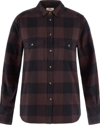 Sort Fjallraven Womens Vik Heavy Flannel Shirt Brun Black Oak Black 294 550 Large - Fjällräven Shirt  - 7323451208041