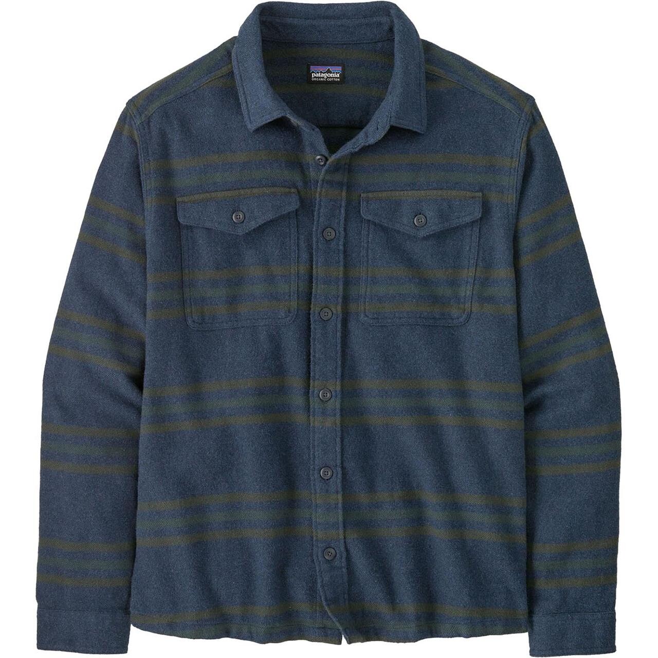 Blå (TREELINED: Patagonia Mens Fjord Flannel Shirt Blå Treelined: Smolder Blue - Patagonia Shirt - 196924489462