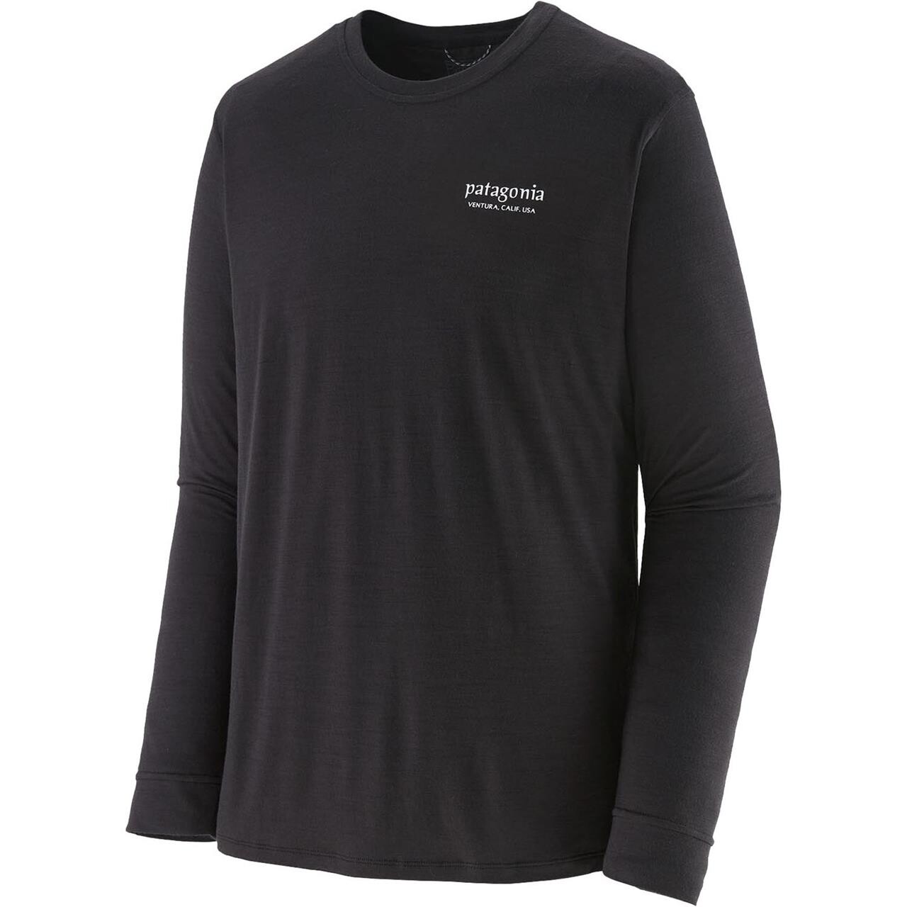 Sort Patagonia Mens Cap Cool Merino Blend Graphic Shirt Heritage Header: Black - Patagonia Shirt  - 194187927257