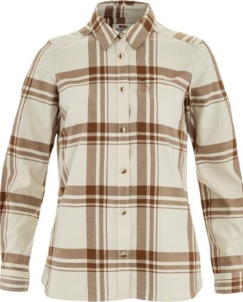 Hvid Fjallraven Womens Vik Lite Flannel Shirt Chalk White Chestnut 113 230 Large - Fjällräven Shirt  - 7323451117138