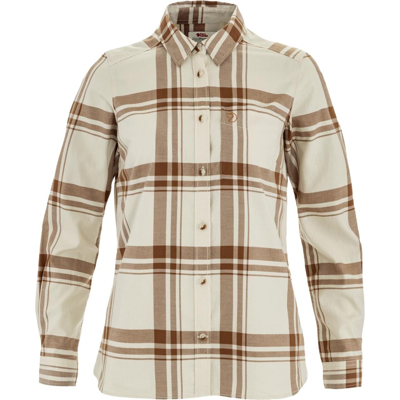 Hvid Fjallraven Womens Vik Lite Flannel Shirt Chalk White Chestnut 113 230 Large - Fjällräven Shirt - 7323451117138
