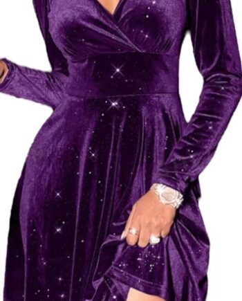Velour Kjole: Asta Louise Lilla Smuk Lilla Velourkjole Med Let Glitter - Jeans