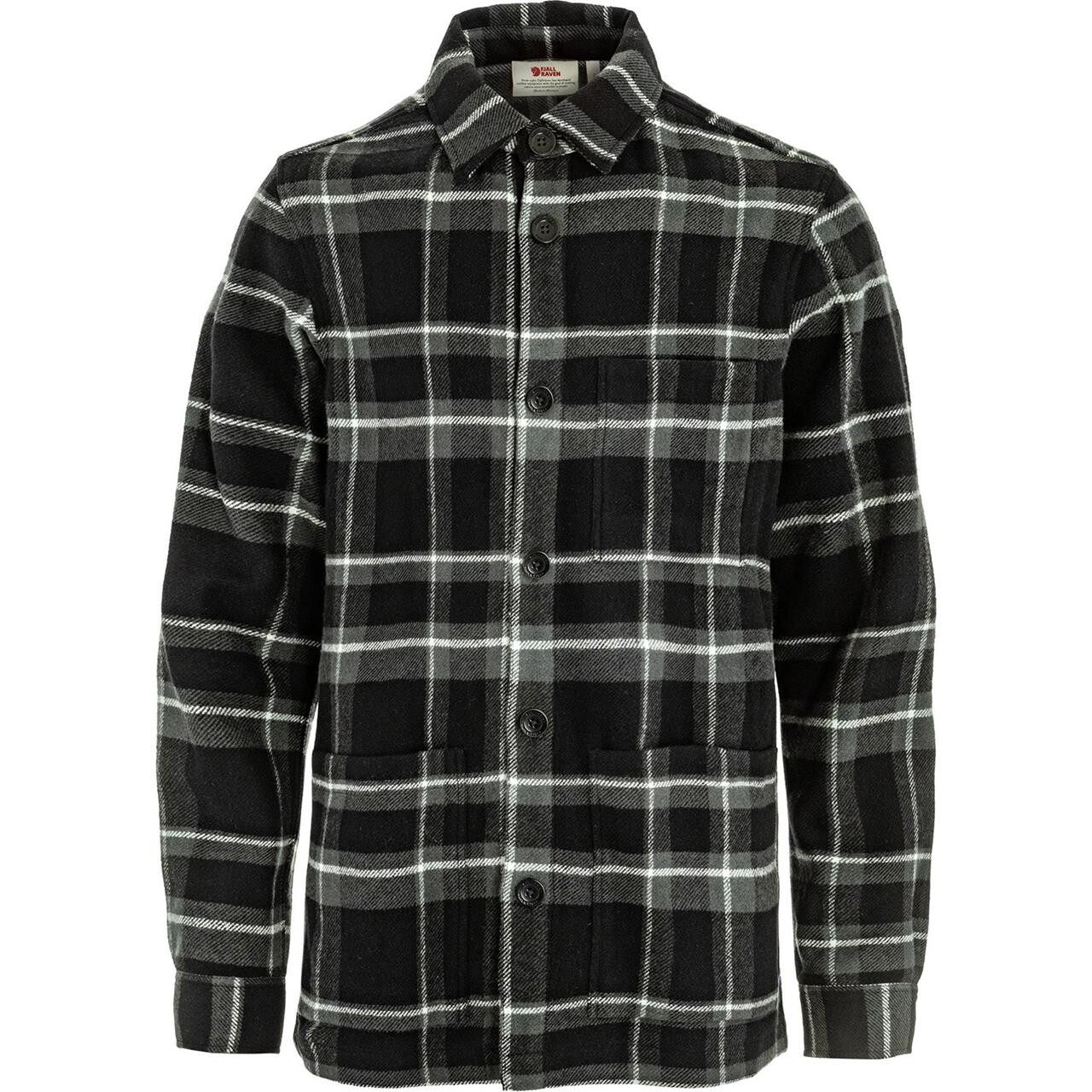 Sort Fjallraven Mens Vik Wool Shirt Black Dark Grey 550 030 Small - Fjällräven Shirt  - 7323451106064