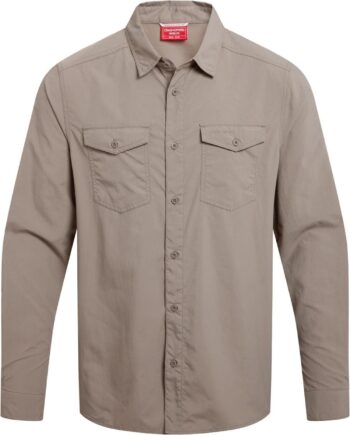 Beige (PEBBLE) Craghoppers Mens Nosilife Loukkos Long Sleeved Shirt Beige Pebble Medium - Craghoppers Shirt  - 5063260156516