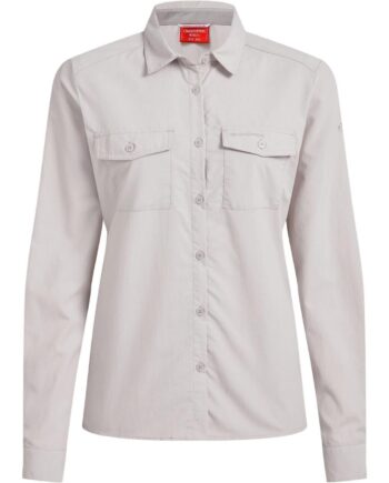 Hvid Craghoppers Womens Nosilife Loukkos Long Sleeved Shirt Oyster - Craghoppers Shirt  - 5063260165129