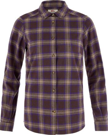Sort Fjallraven Womens Vik Classic Flannel Shirt Brun Black Oak Dark Violet 294 425 Large - Fjällräven Shirt  - 7323451204142