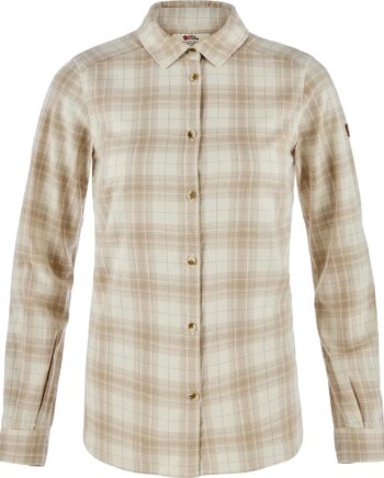 Hvid Fjallraven Womens Vik Classic Flannel Shirt Chalk White Fossil 133 118 Large - Fjällräven Shirt  - 7323451204135