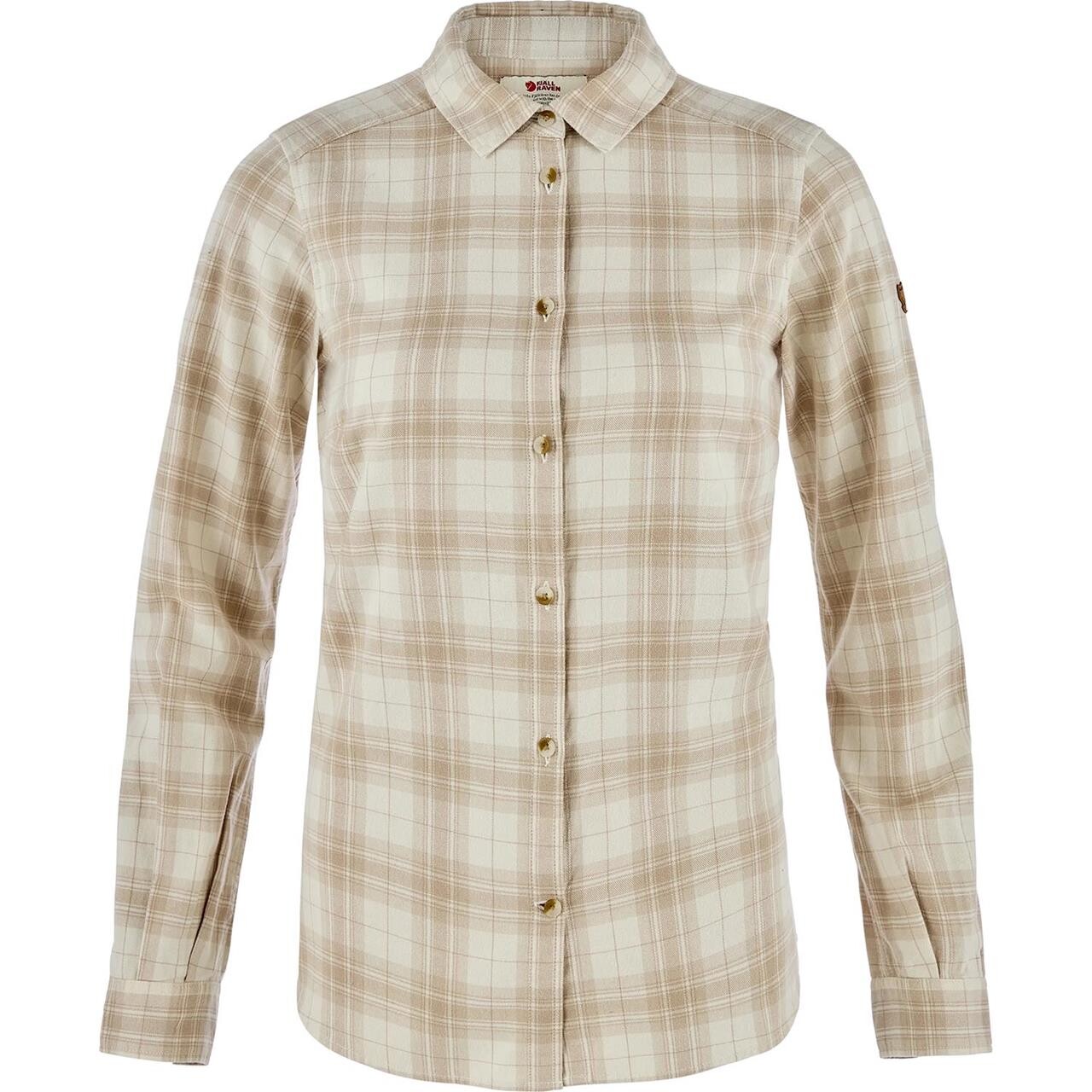 Hvid Fjallraven Womens Vik Classic Flannel Shirt Chalk White Fossil 133 118 Large - Fjällräven Shirt  - 7323451204135