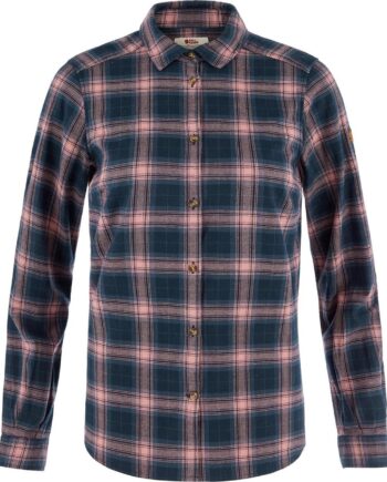 Blå (DARK NAVY- Fjallraven Womens Vik Classic Flannel Shirt Blå Dark Navy Dusty Rose 555 300 Large - Fjällräven Shirt  - 7323451204159