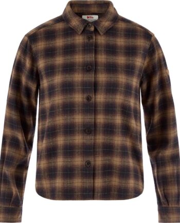 Sort Fjallraven Womens Vik Boxy Flannel Shirt Black Wood Brown 550 265 Large - Fjällräven Shirt  - 7323451204517