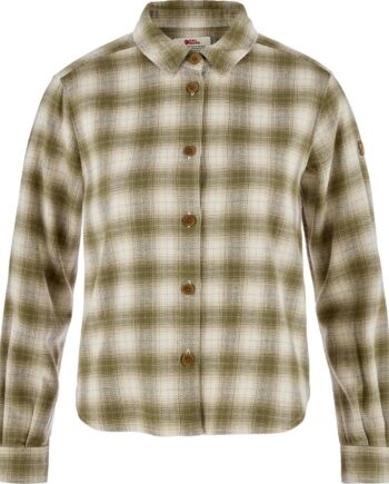Grøn Fjallraven Womens Vik Boxy Flannel Shirt Green Chalk White 620 113 Large - Fjällräven Shirt  - 7323451204524