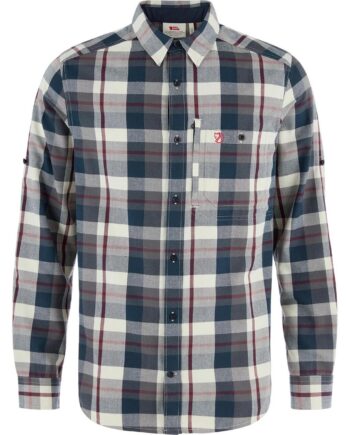 Hvid Fjallraven Mens Fjallglim Regular Shirt Blå Dark Navy Chalk White 555 113 Large - Fjällräven Shirt  - 7323451200342