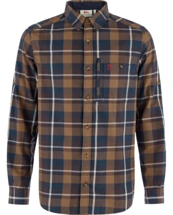 Sort Fjallraven Mens Fjallglim Regular Shirt Brun Wood Brown Black Oak 265 294 Large - Fjällräven Shirt  - 7323451200243