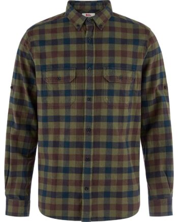 Grøn Fjallraven Mens Skog Relaxed Shirt Laurel Green Dark Navy 625 555 Large - Fjällräven Shirt  - 7323451200113