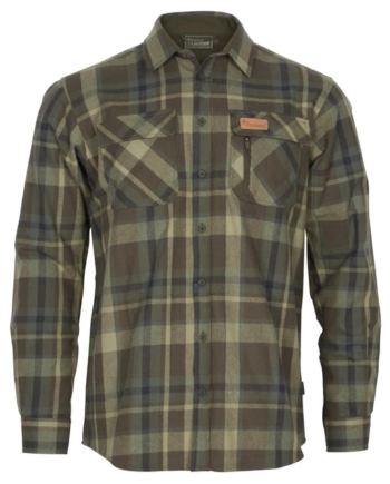 Grøn Pinewood Lappland Rough Flannel Shirt Green Brown - Pinewood Shirt  - 7331090398412
