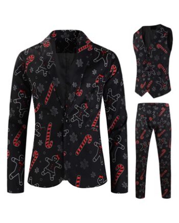 Sort Julejakkesæt Dele Mister Black Sugar Candycane Bukser Vest Jakke - Jeans