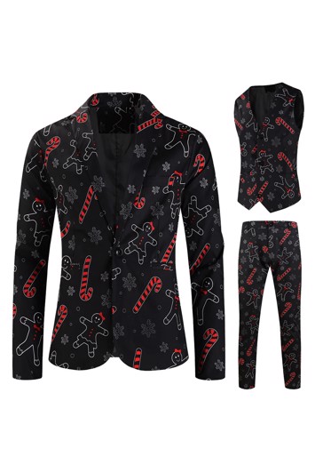 Sort Julejakkesæt Dele Mister Black Sugar Candycane Bukser Vest Jakke - Jeans