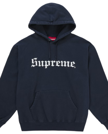 Supreme Washed Old English Hooded Sweatee Shirt Navy - Supreme Shirt  - 0199310048182
