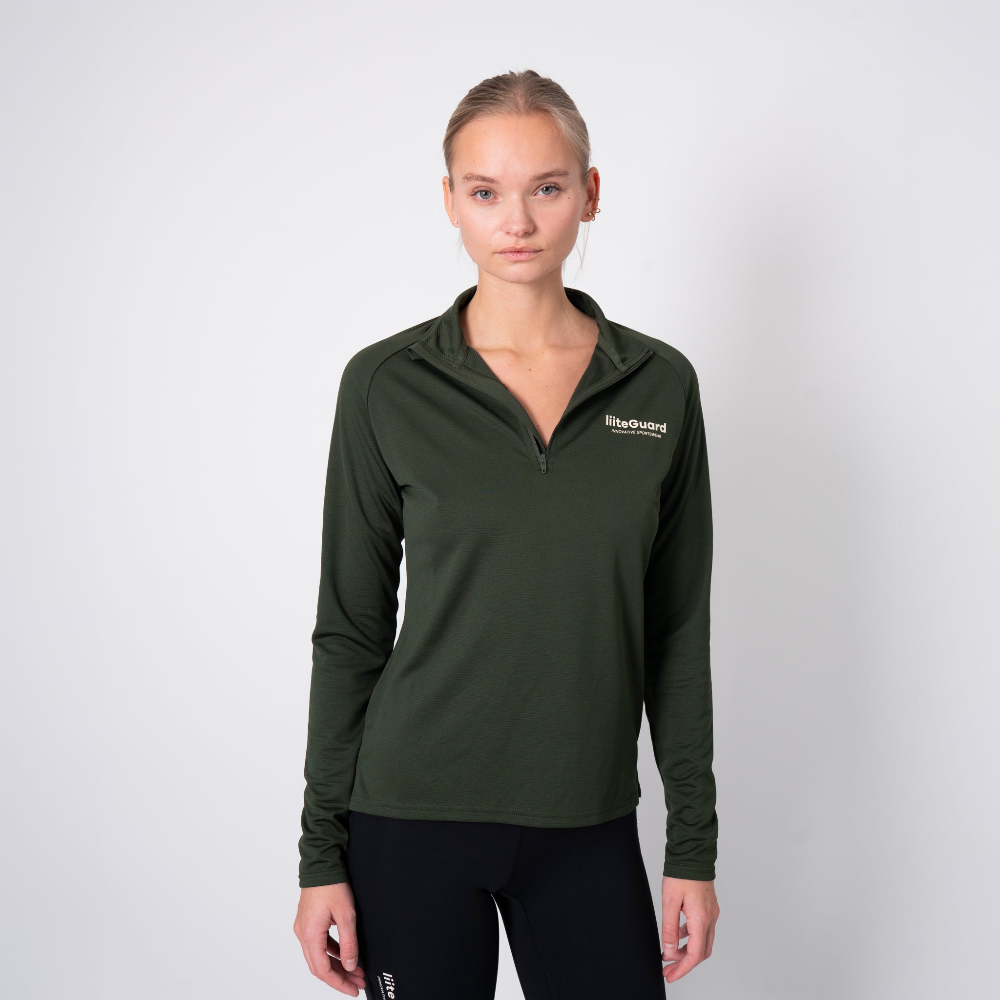 Grøn Ground Tech Zip Shirt Women Army Green - Liiteguard Shirt - 5714776013021