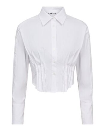 Hvid Haute Amiti Bell Pleat Crop Shirt White - Shirt