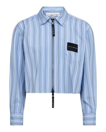 Haute Amiti Crop Stripe Zip Shirt Pale Blue - Shirt