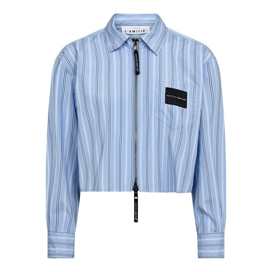 Haute Amiti Crop Stripe Zip Shirt Pale Blue - Shirt
