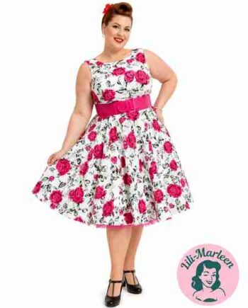 Miss Rosegarden Vintage Kjole Med Rosenprint - Jeans