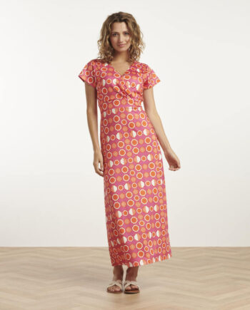 Pink Maxi Kjole Fruit Print Multicolour Smashed Lemon - Smashed Lemon Jeans  - 8720331319849