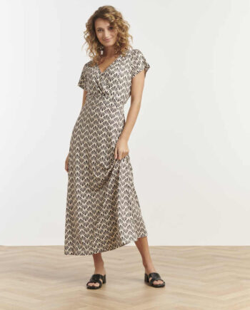 Sort Maxi Kjole Shell Print Offwhite Black Smashed Lemon - Smashed Lemon Jeans  - 8720331322825