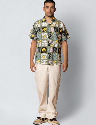 Grøn Sea Cotton Linen Shirt Dusty Green - Fat Moose Shirt  - 5715528296334