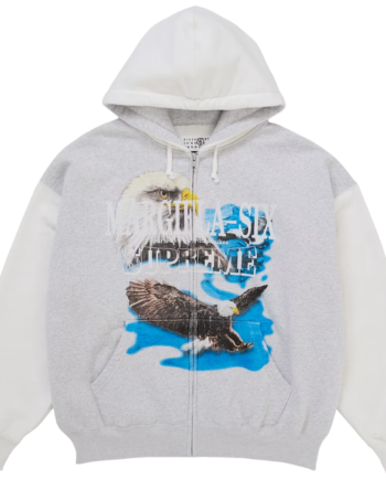 Hvid Supreme Mm6 Maison Margiela Eagle Zip Hooded Sweatee Shirt White - Supreme Shirt  - 8056263737643