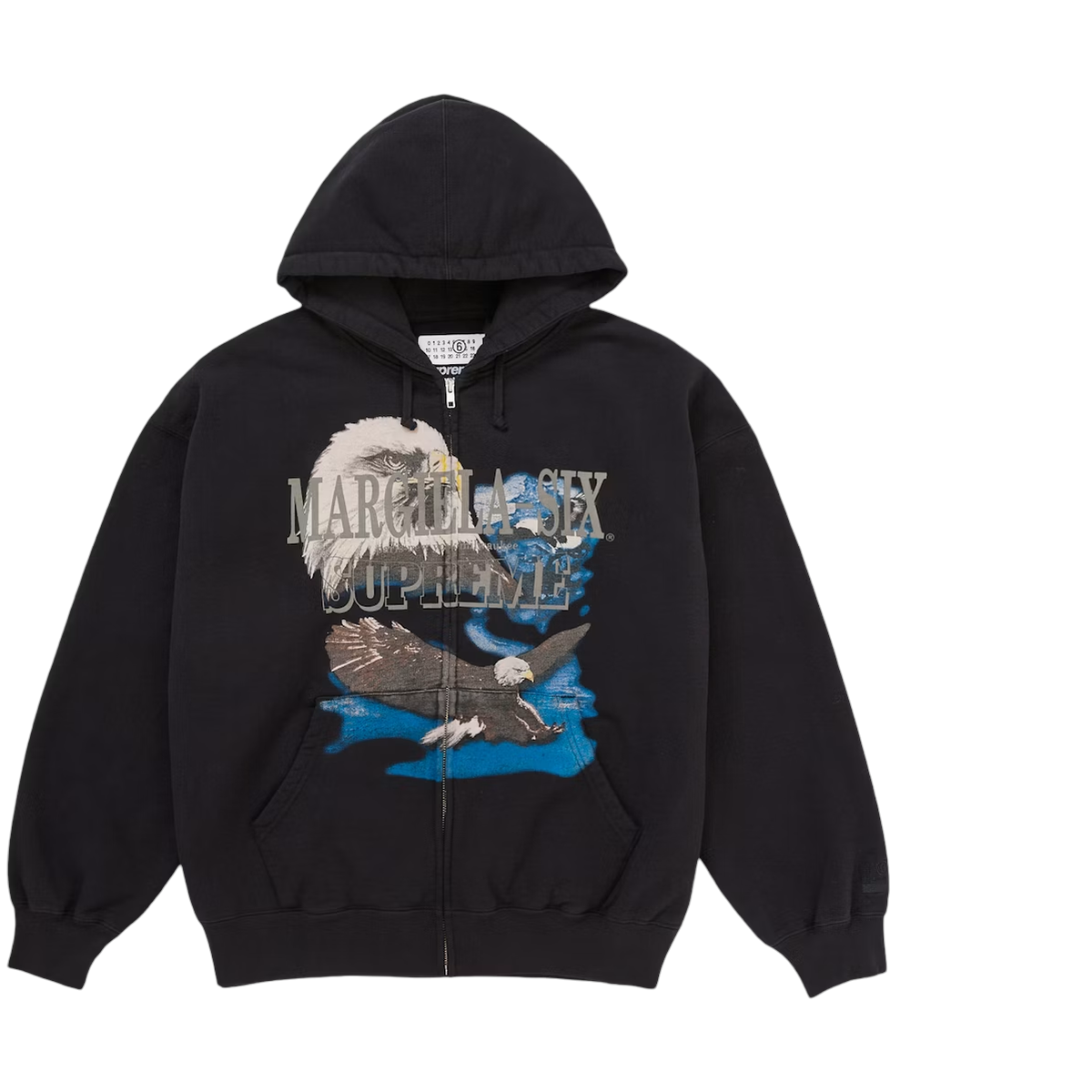 Sort Supreme Mm6 Maison Margiela Eagle Zip Hooded Sweatee Shirt Black - Supreme Shirt  - 0199310069699