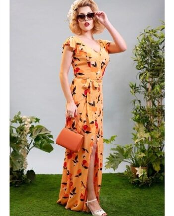 Swing Kjole: Thelma Mid Century Lang Vintage Kjole - Jeans