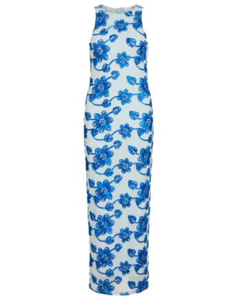 Vila Dame Kjole Visail Nantucket Breeze Flower Embroidery - Vila Jeans  - 5715800060332
