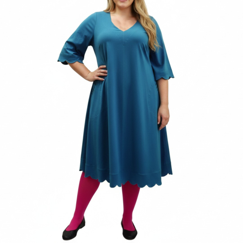 Blå Plus Size Kjole Nami Denim Blue - Amamiko Jeans
